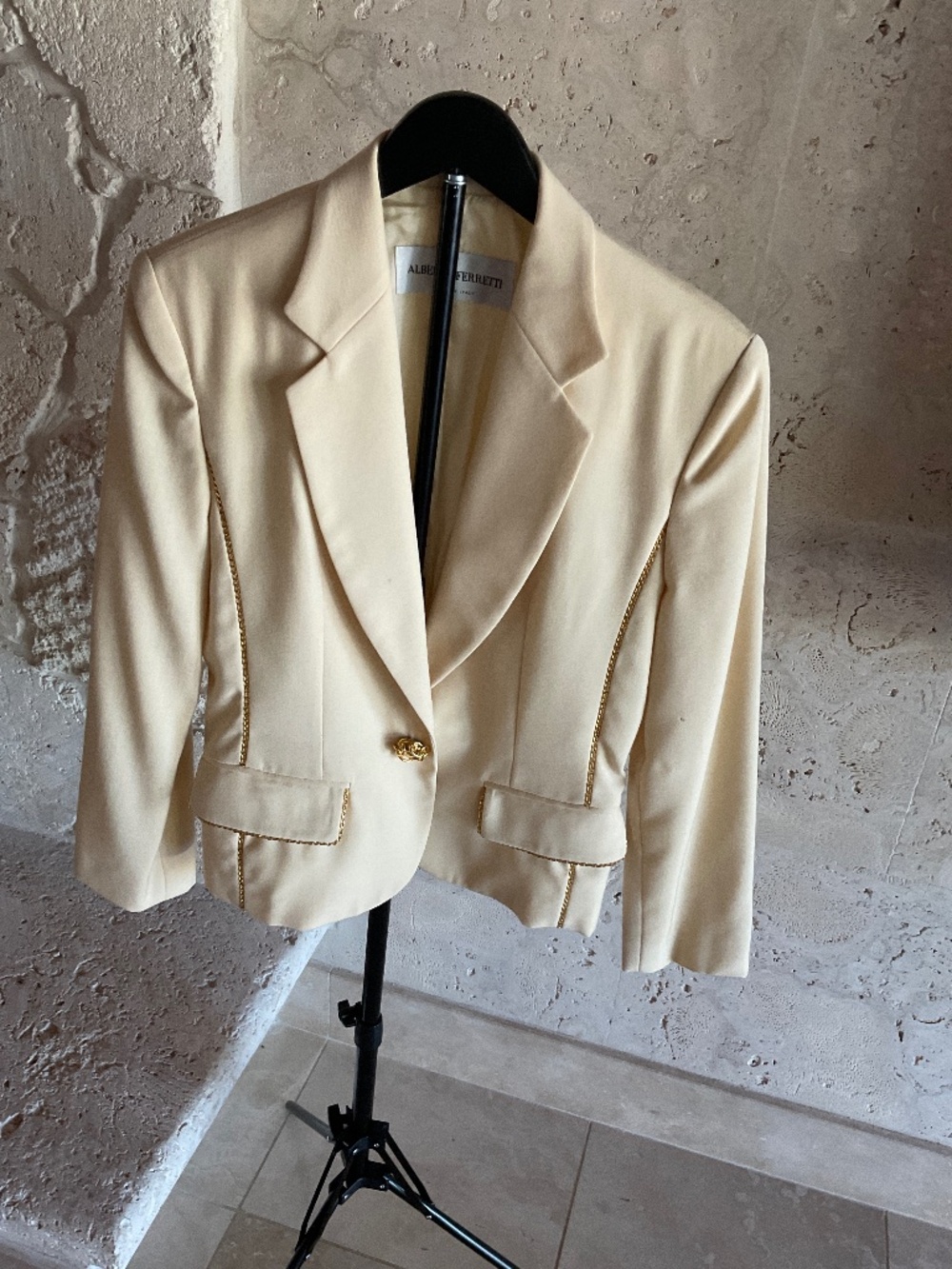 Vintage Alberta Ferretti Cream Made in Italy 100% wool- Size 10 - FINAL SALE